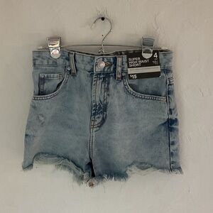 Primark Super High Waist Cotton Shorts, Size 4, Light Blue Denim, NWT